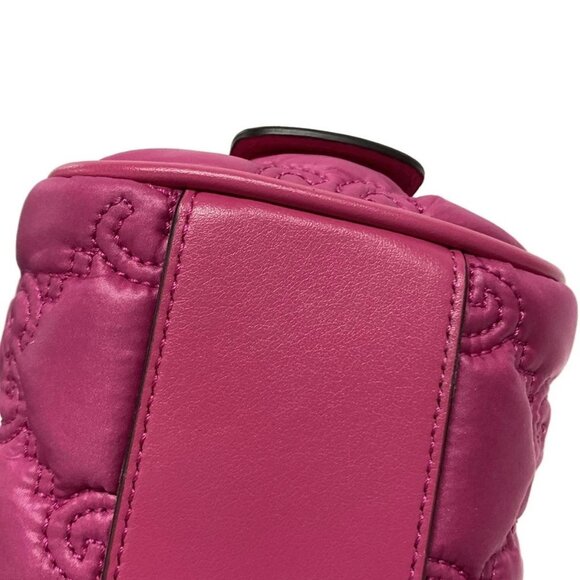 Auth GUCCI GG Matelasse 702251 Pink Nylon Leather Handbag - Picture 13 of 16
